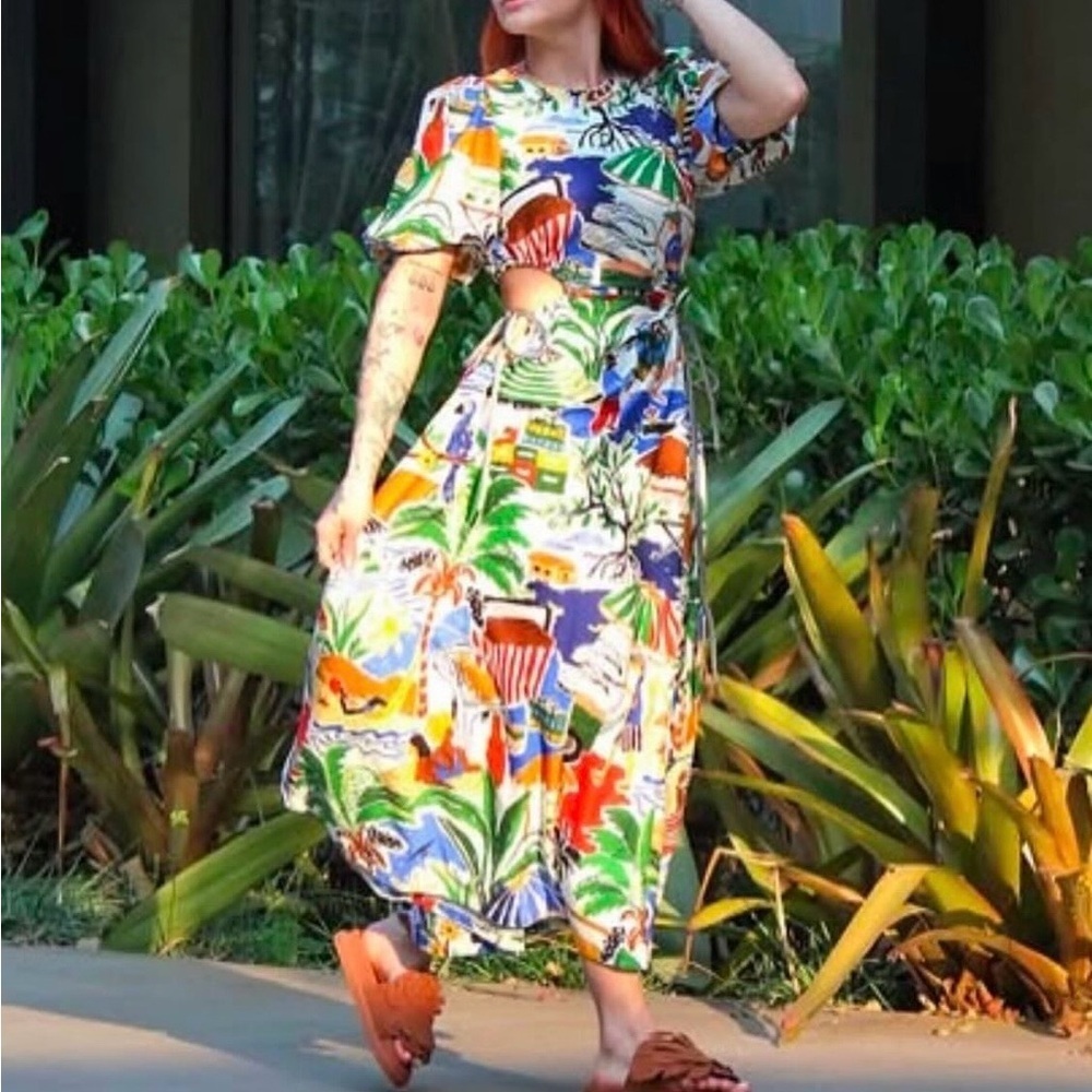 FARM Rio Multicolor Long Dress Size M - Picture 2 of 10